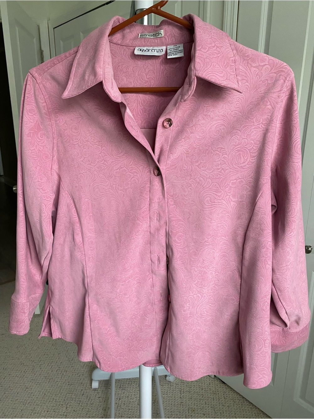 Apparenza Light Pink Textured Button-Up Shirt